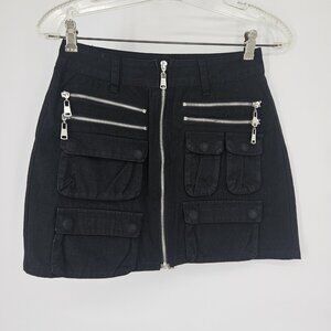Signature 8 Skirt Womens Small Utility Mini Front Zip Cargo Pocket Edgy Chic